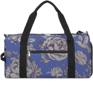 Sport Gym Duffel with Shoe Compartment Wet Pocket, Vintage-pattern-with-roses Shoulder Travel Bag for Women Men, style-1