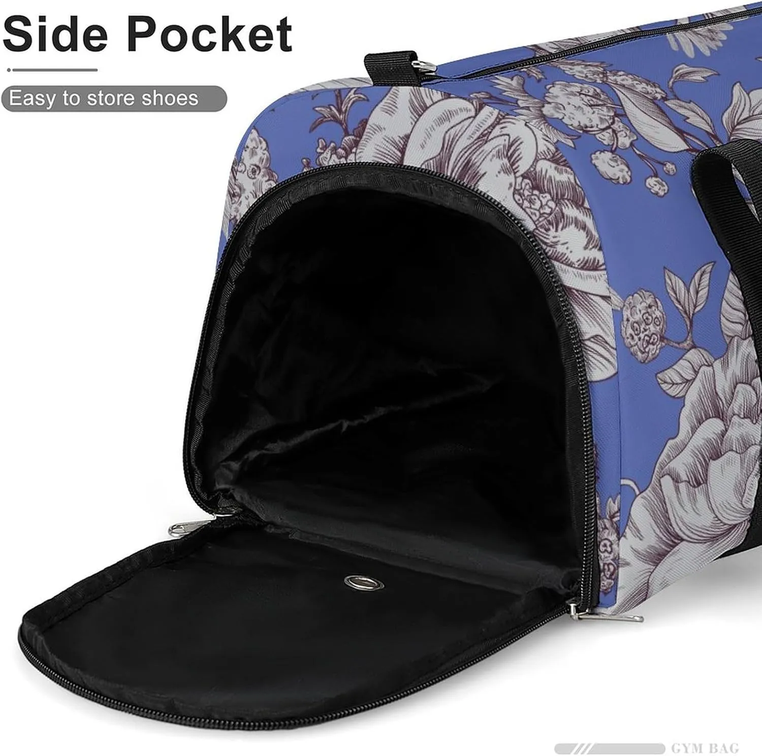 Sport Gym Duffel with Shoe Compartment Wet Pocket, Vintage-pattern-with-roses Shoulder Travel Bag for Women Men, style-1