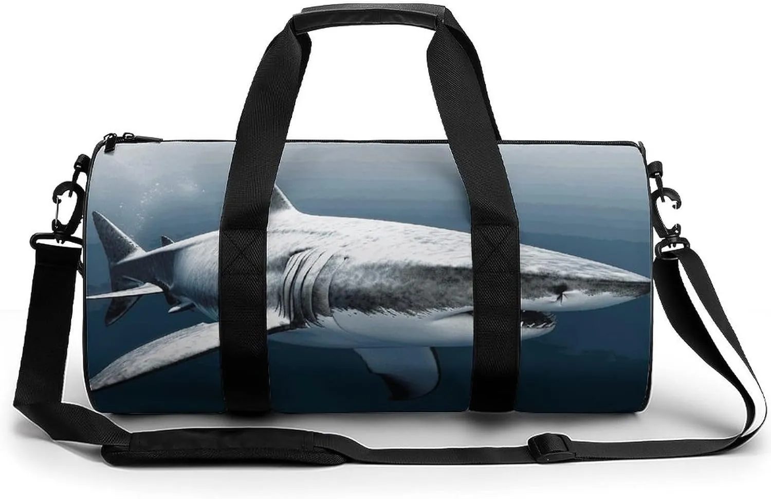 Sport Gym Duffle Travel Bag for Women Men Overnight Weekender Bag with Shoe Compartment,Wet Pocket 3D Shark Fish