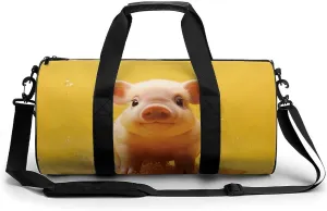 Sport Gym Duffle Travel Bag for Women Men Overnight Weekender Bag with Shoe Compartment,Wet Pocket Piggy Is Jumping