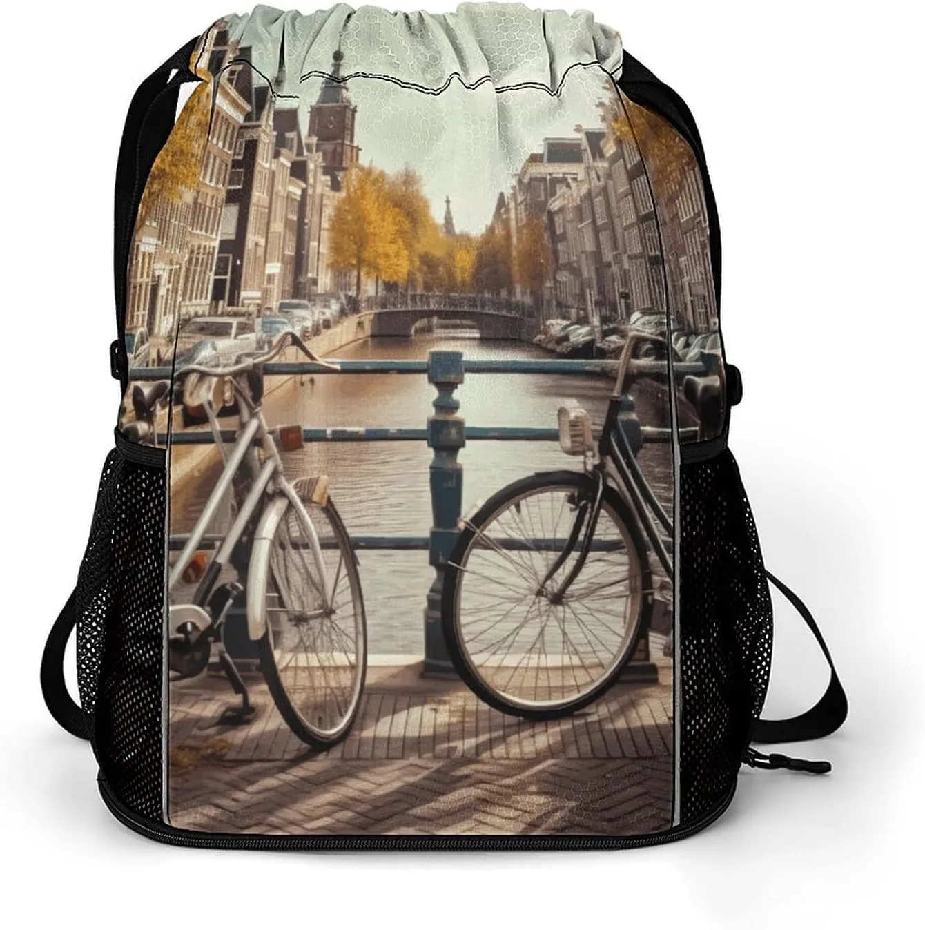 Sports Belt Pocket, Bicycles in Amsterdam Print Dry And Wet Separation Bag All-purpose Gym Bag Sports And Fitness Bag Stylish Sports Bag