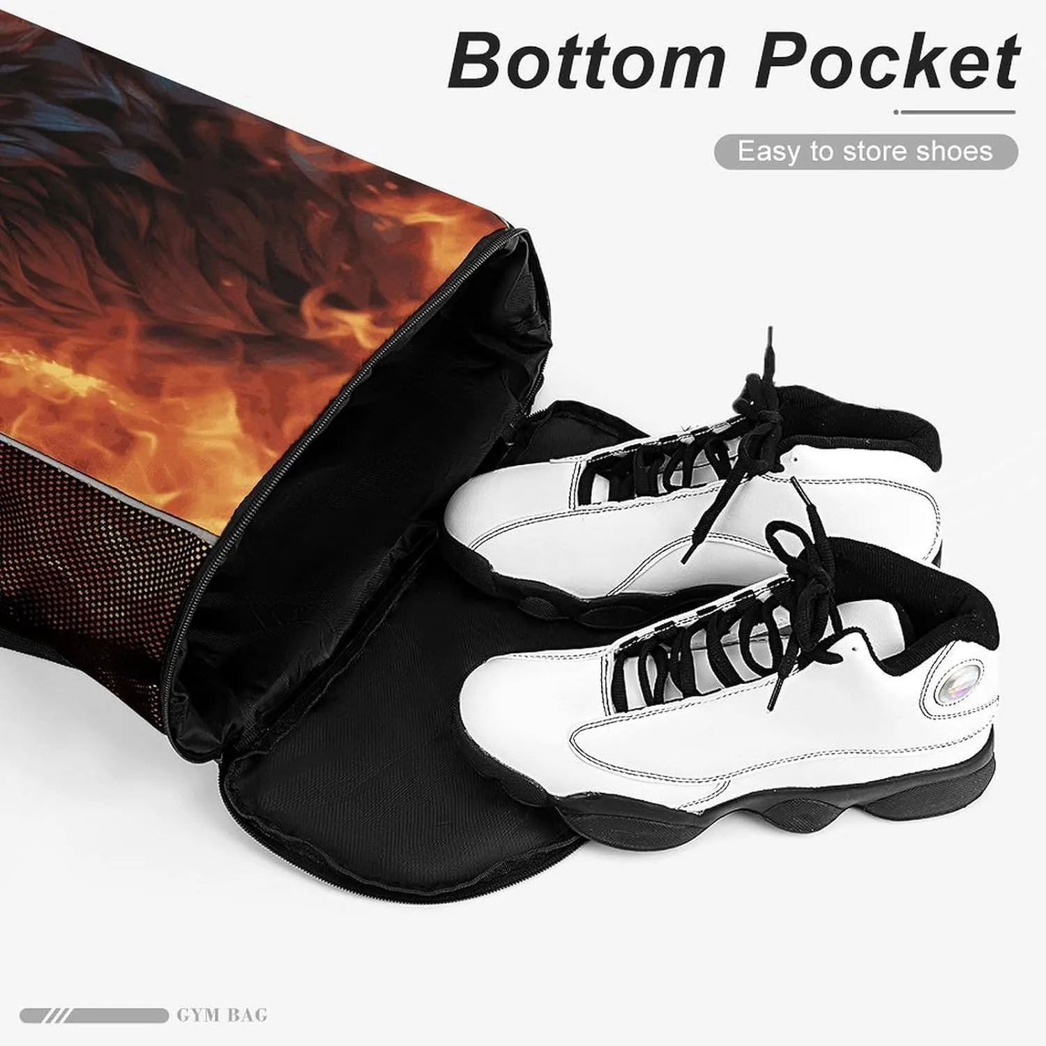 Sports Drawstring Backpack Lightweight Small Gym Bag Wolf Surrounded by Fire Gym Sackpack for Women Men
