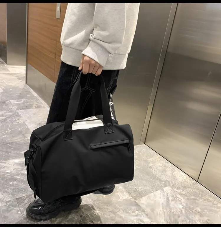 Sports Duffel Bag with Wet Dry Compartment, Waterproof Swimming Gym Bag, Large Capacity with Shoulder Strap, Available in Black, White, Blue (black)