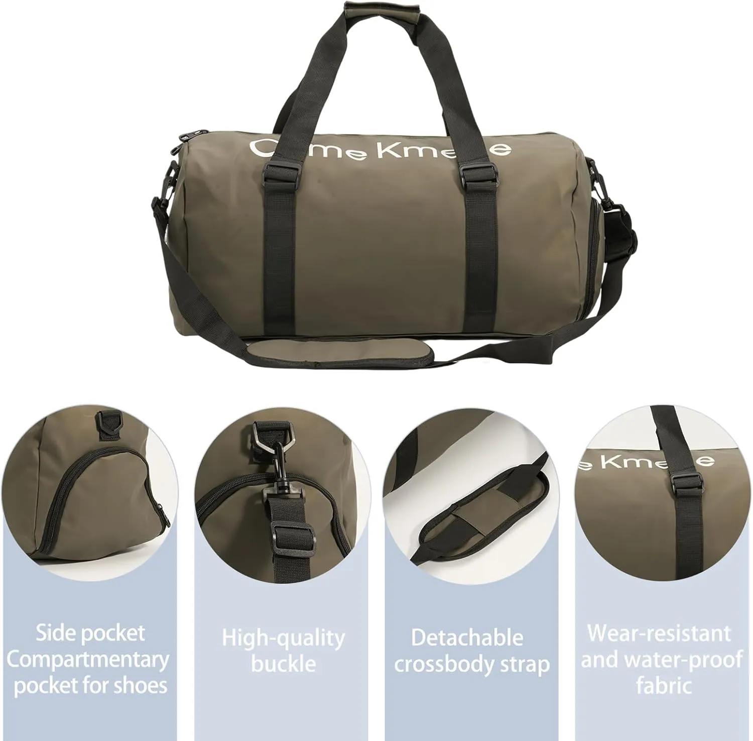 Sports Gym Duffle Bag, Workout bag,Waterproof Duffel Bag,Gym Bag with Shoe Compartment, duffle bag with compartments,Handbag Can be Carried Diagonally (Khaki)