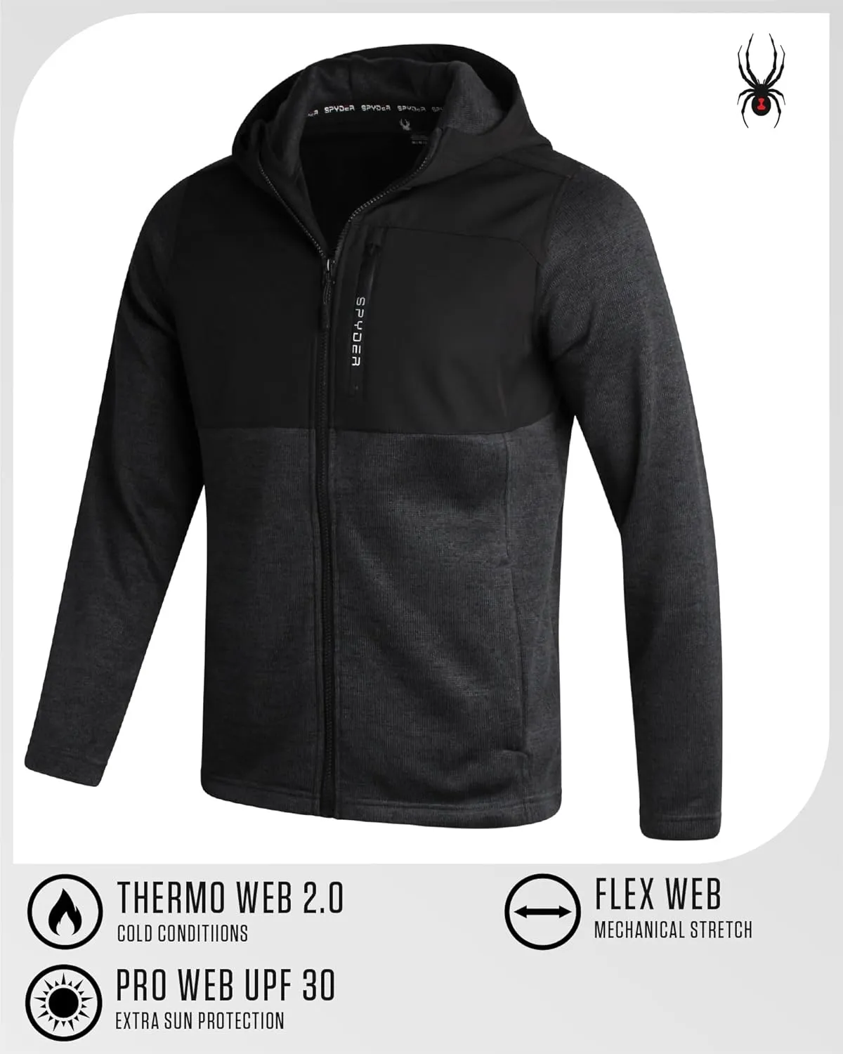 Spyder Mens Fleece Jacket - Insulated Full Zip Sweater Jackets for Men - Hiking Outdoor Performance Mens Lightweight Jackets