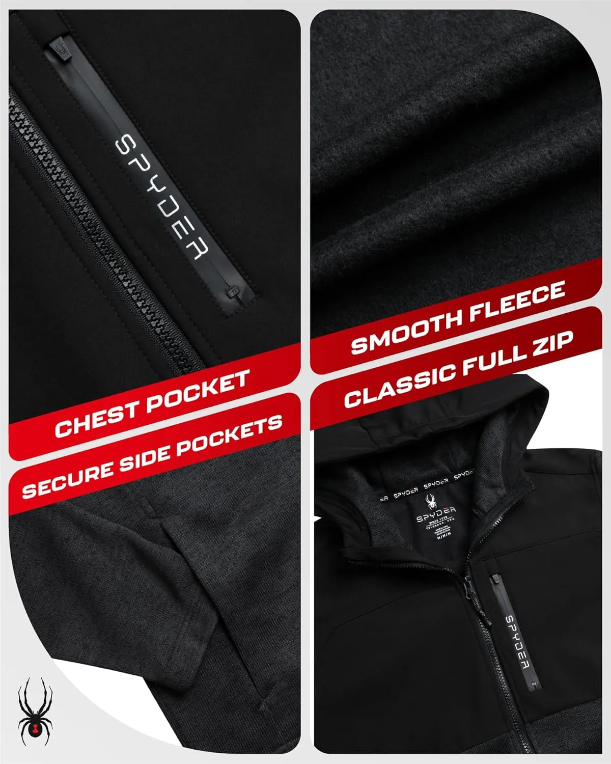 Spyder Mens Fleece Jacket - Insulated Full Zip Sweater Jackets for Men - Hiking Outdoor Performance Mens Lightweight Jackets