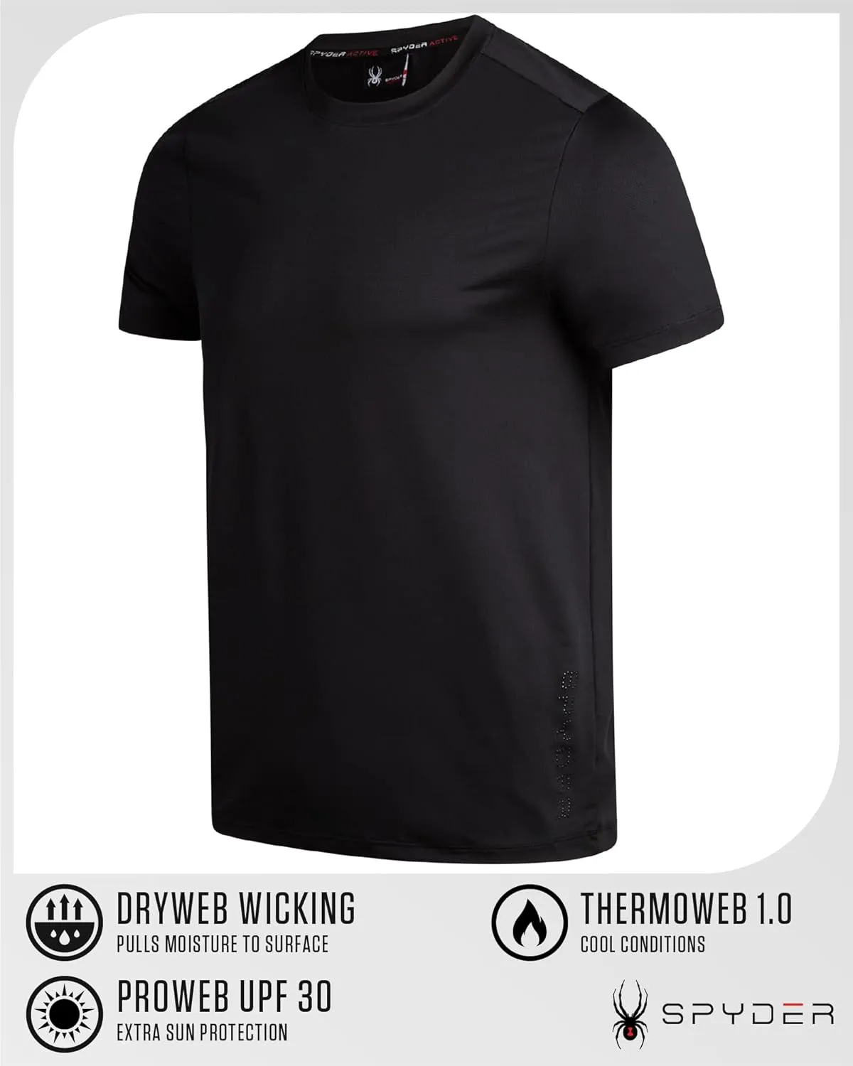 Spyder Men's Workout Shirt - Short Sleeve Quick Dry Moisture Wicking Jacquard Jersey Athletic Shirt (Sizes: S-XL)