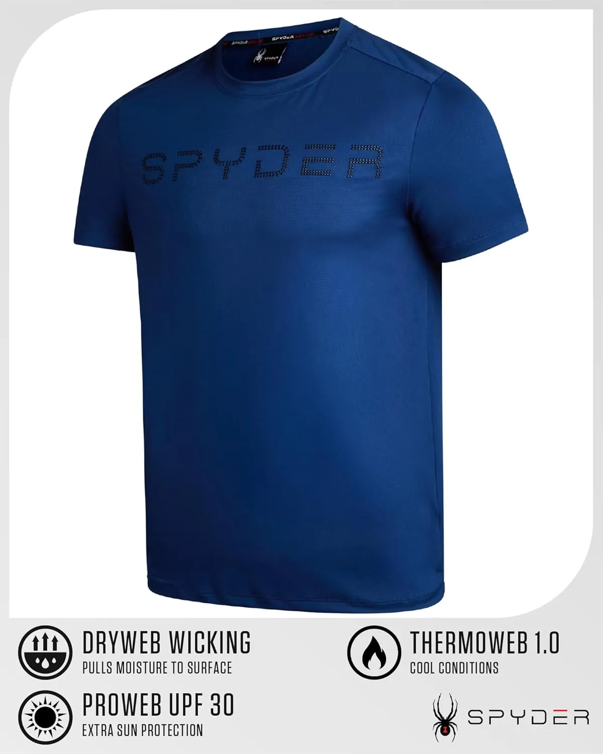 Spyder Men's Workout Shirt - Short Sleeve Quick Dry Moisture Wicking Jacquard Jersey Athletic Shirt (Sizes: S-XL)