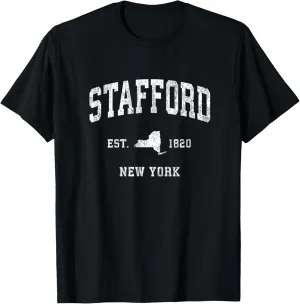 Stafford New York NY Vintage Athletic Sports Design T-Shirt