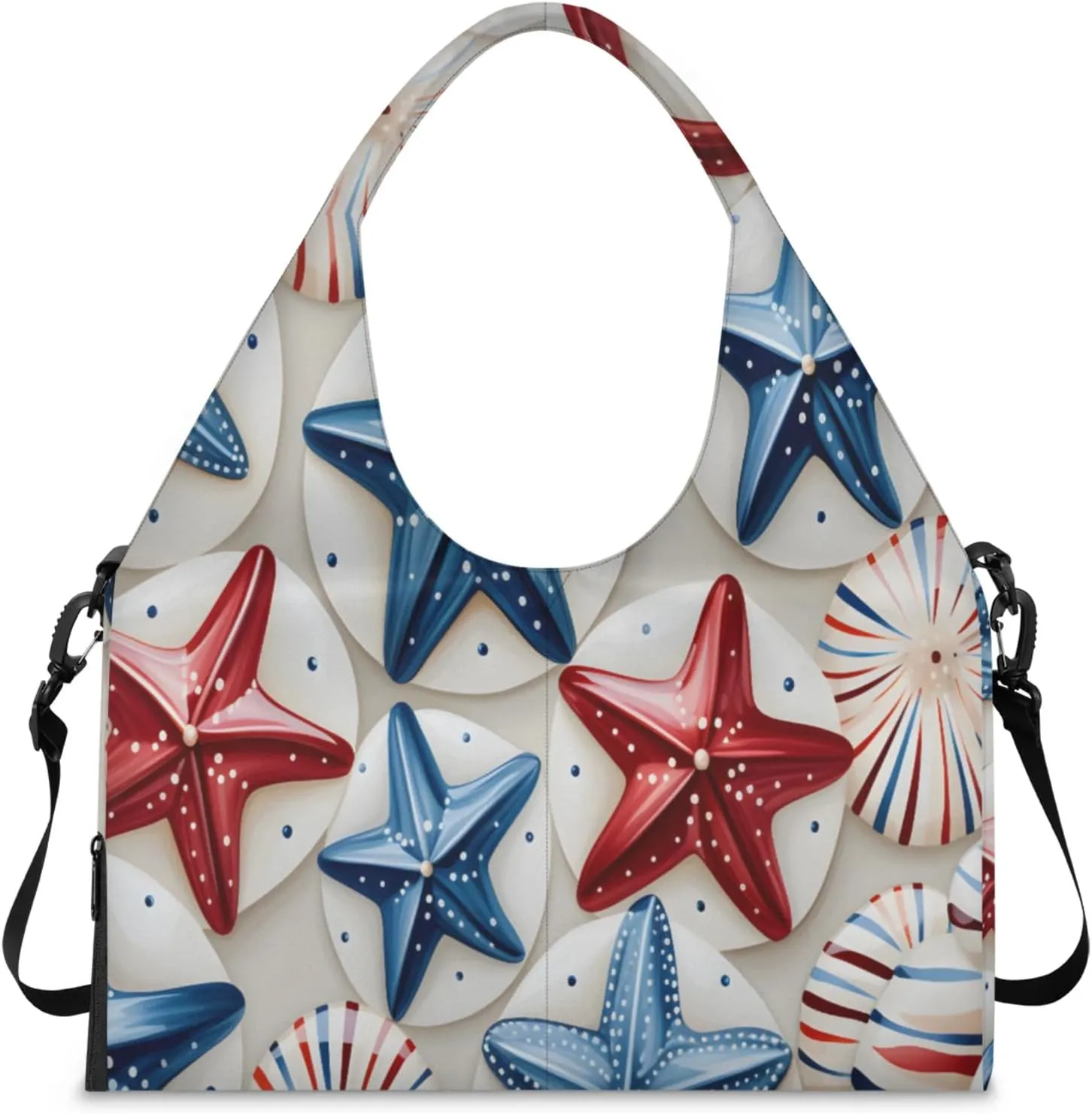 Starfish Disc Pattern Waterproof Gym Bag for Men Women, Sports Duffel Bag with Shoe Compartment Yoga Mat Holder, Portable Large Travel Bag for Fitness, Camping, Weekend Trips