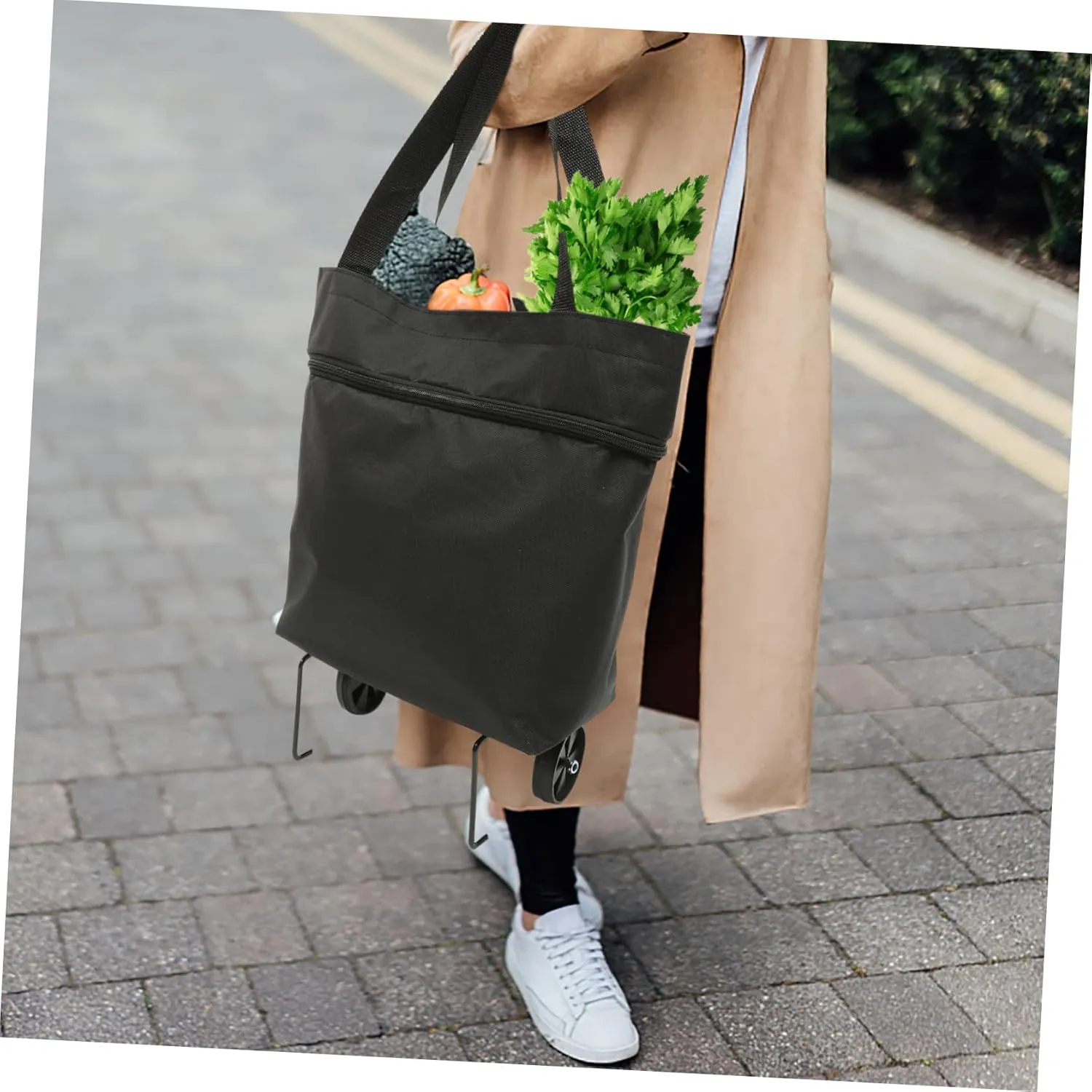 Storage Bag with Wheels Crate Tey Laundry Hamper with Wheels Foldable Grocery Bags Car Storage Bag