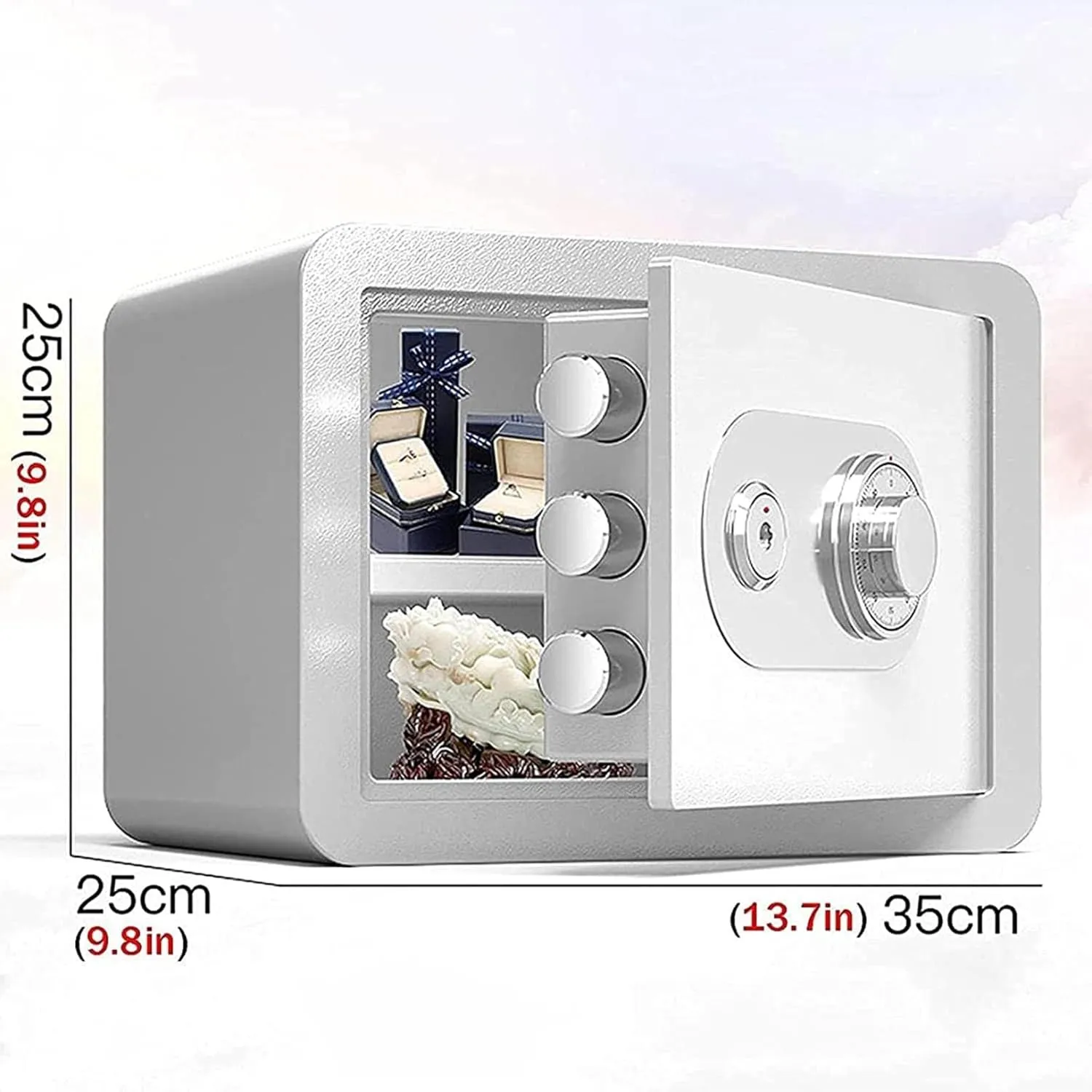 strongbox Strongbox Home Safe Safe Lock Box Small Fireproof Steel Small Wall-Mounted Security Box with Key Home Office Business Hotel Secur strongbox (White A)