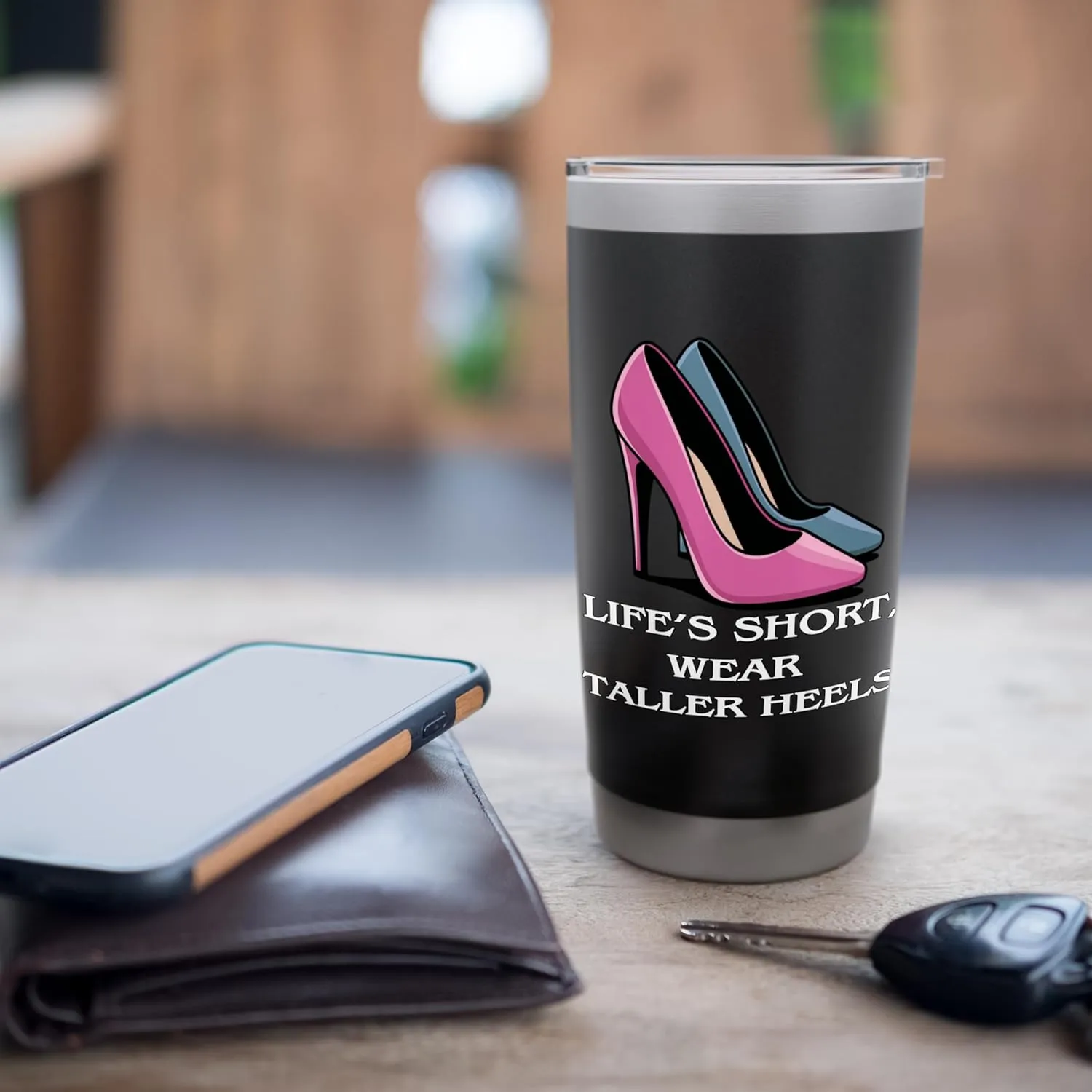 Stylish High Heels Quote for Shoe Lovers, Trendy Fashionista Stainless Steel Insulated Tumbler
