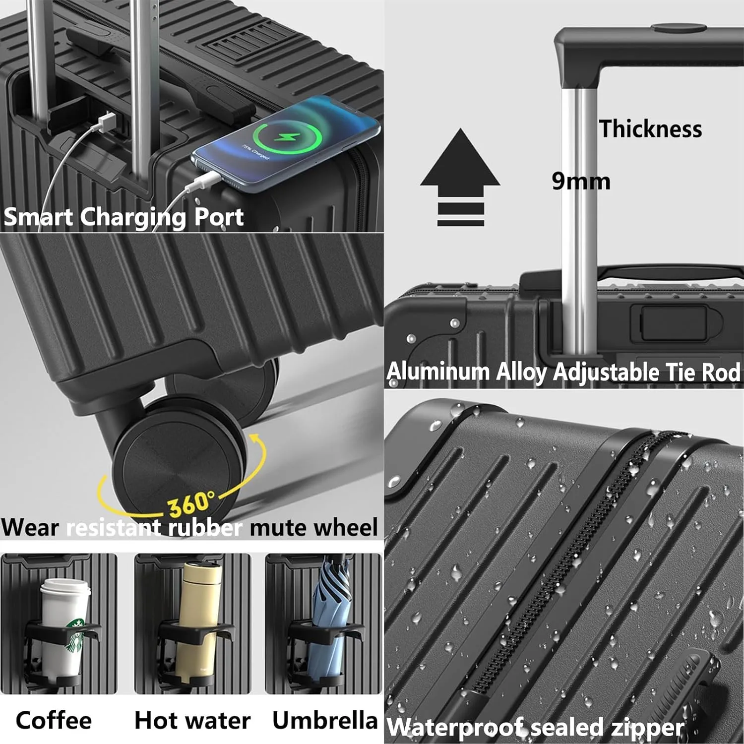 Suitcase With Laptop Compartment, Lightweight Trolley Case, Dustproof Waterproof, Equipped With An Anti-theft And Anti-picking Combination Lock (Color : 20 Bag, Size : Silver)