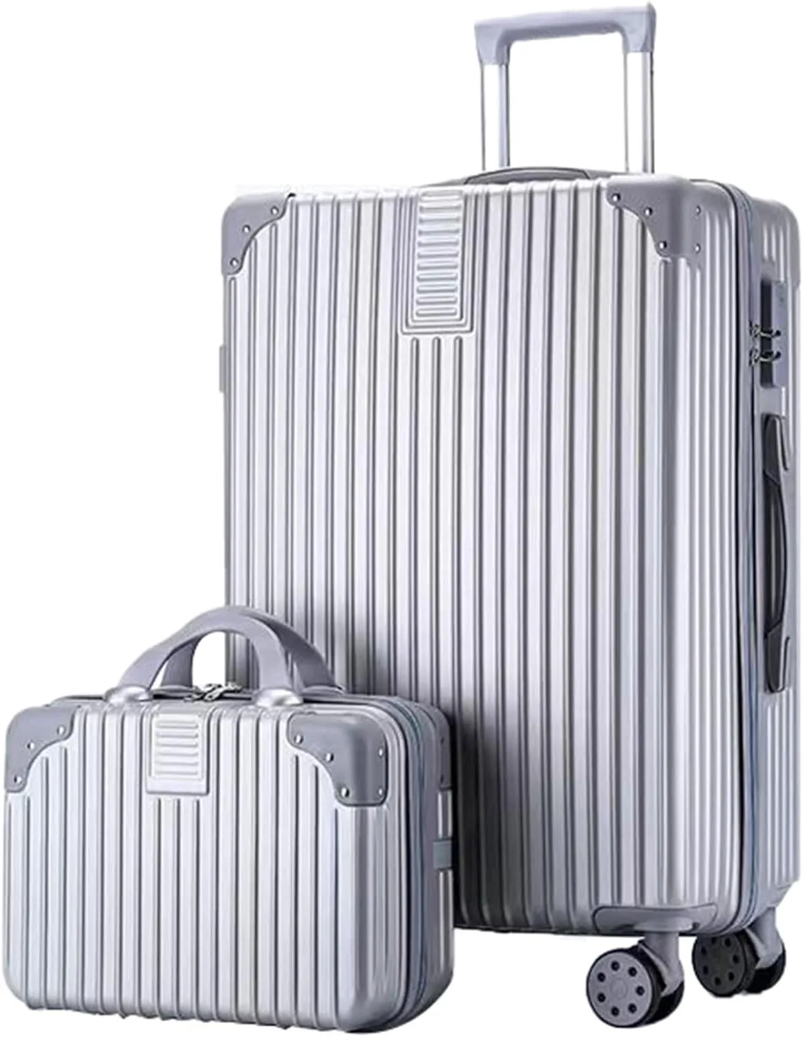 Suitcase With Laptop Compartment, Lightweight Trolley Case, Dustproof Waterproof, Equipped With An Anti-theft And Anti-picking Combination Lock (Color : 20 Bag, Size : Silver)