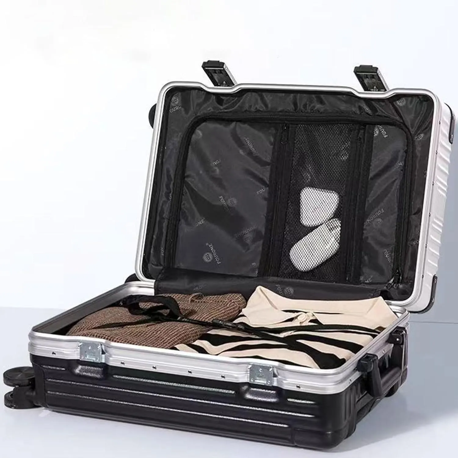 Suitcase With Laptop Compartment, Lightweight Trolley Case, Dustproof Waterproof, Equipped With An Anti-theft And Anti-picking Combination Lock (Color : 20, Size : Black White)
