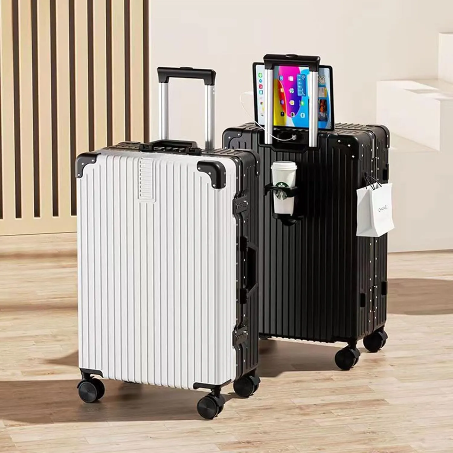 Suitcase With Laptop Compartment, Lightweight Trolley Case, Dustproof Waterproof, Equipped With An Anti-theft And Anti-picking Combination Lock (Color : 20, Size : Silver)