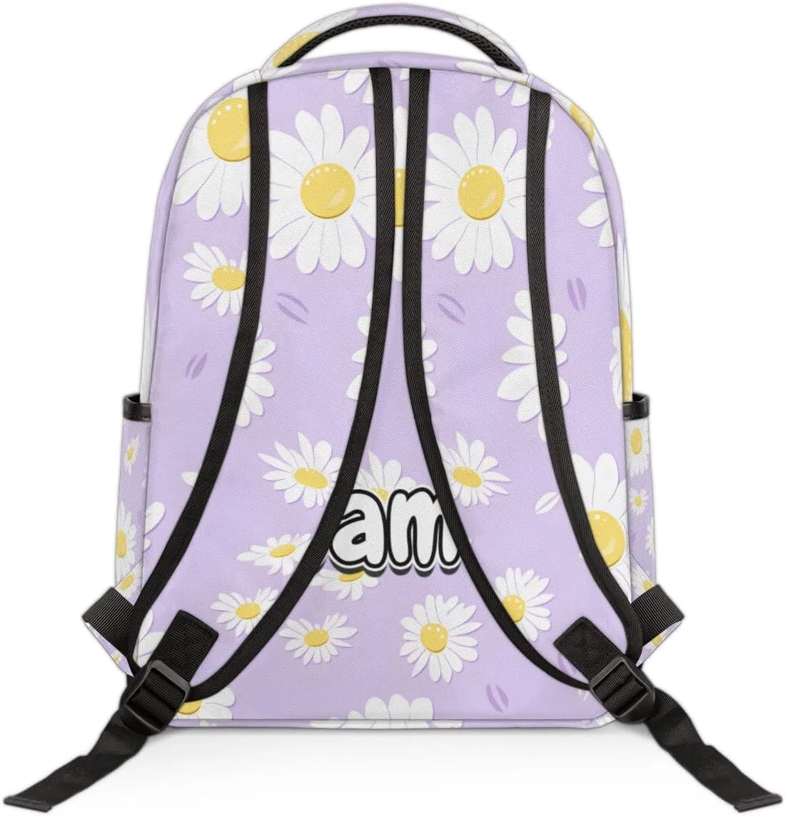 Summer Daisy Flowers Personalized Laptop Backpack with Name Custom Shoulder Bags for Women Men Waterproof Travel Casual Daypack Laptop Bag Gifts 16.1in