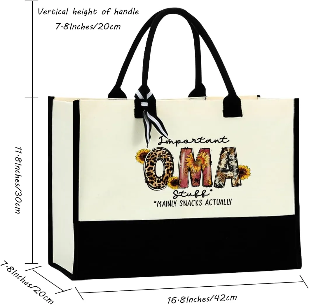 Sunflower Grandma Mom Gifts Waterproof Large Tote Bag Granny Mum Mimi Gigi Oma Grammy Nanny Abuela Mimi Nana Yaya Gifts