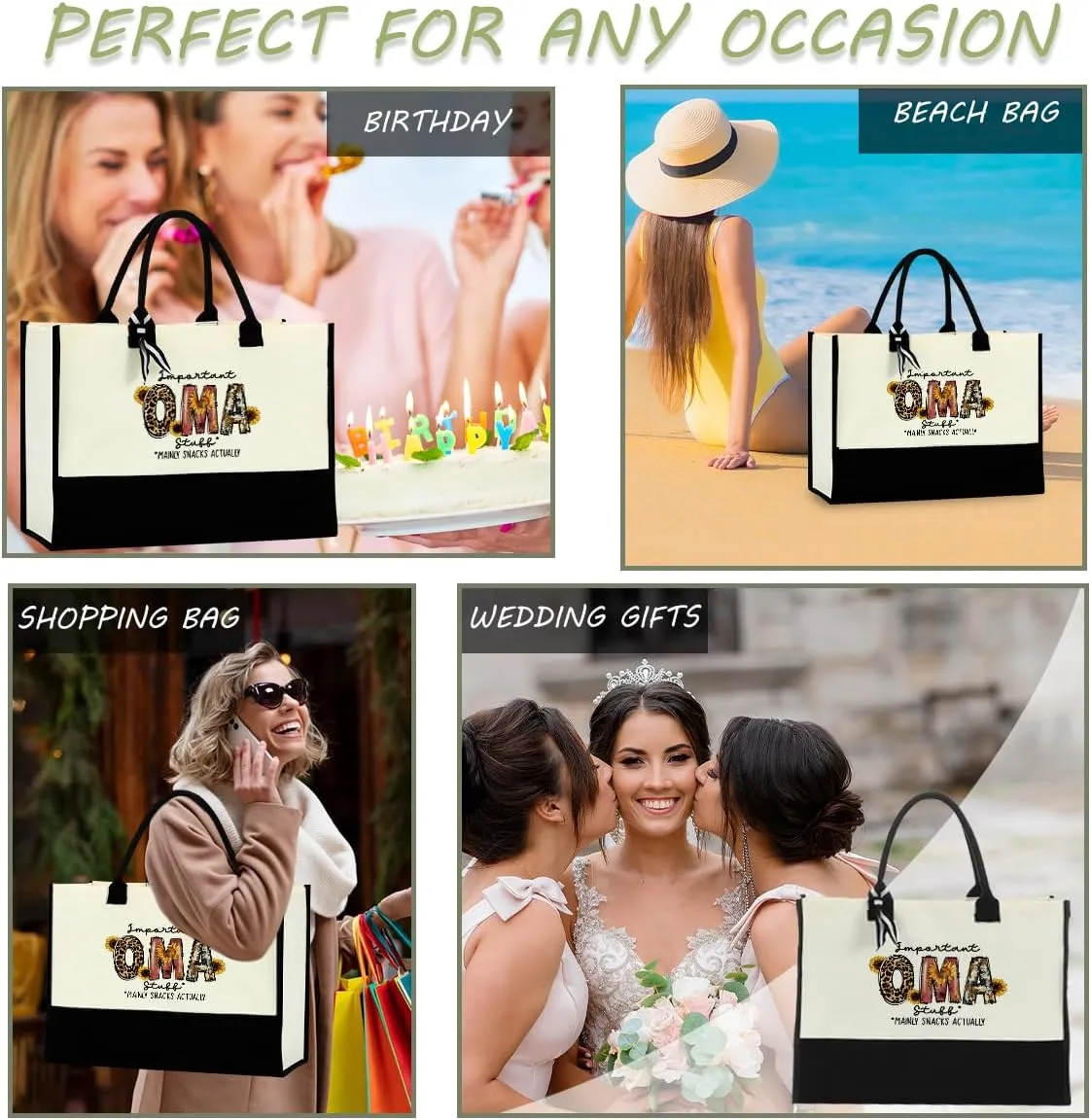 Sunflower Grandma Mom Gifts Waterproof Large Tote Bag Granny Mum Mimi Gigi Oma Grammy Nanny Abuela Mimi Nana Yaya Gifts