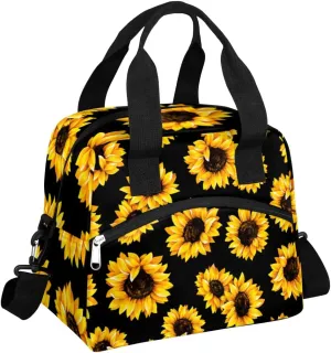 Sunflowers Flower Print Lunch Bag Women Lunch Box for Women Adult Men Reusable Cute Lunch Box Tote Cooler Bags Insulated Portable Lunch Containers for Work, Office, Travel, Picnic