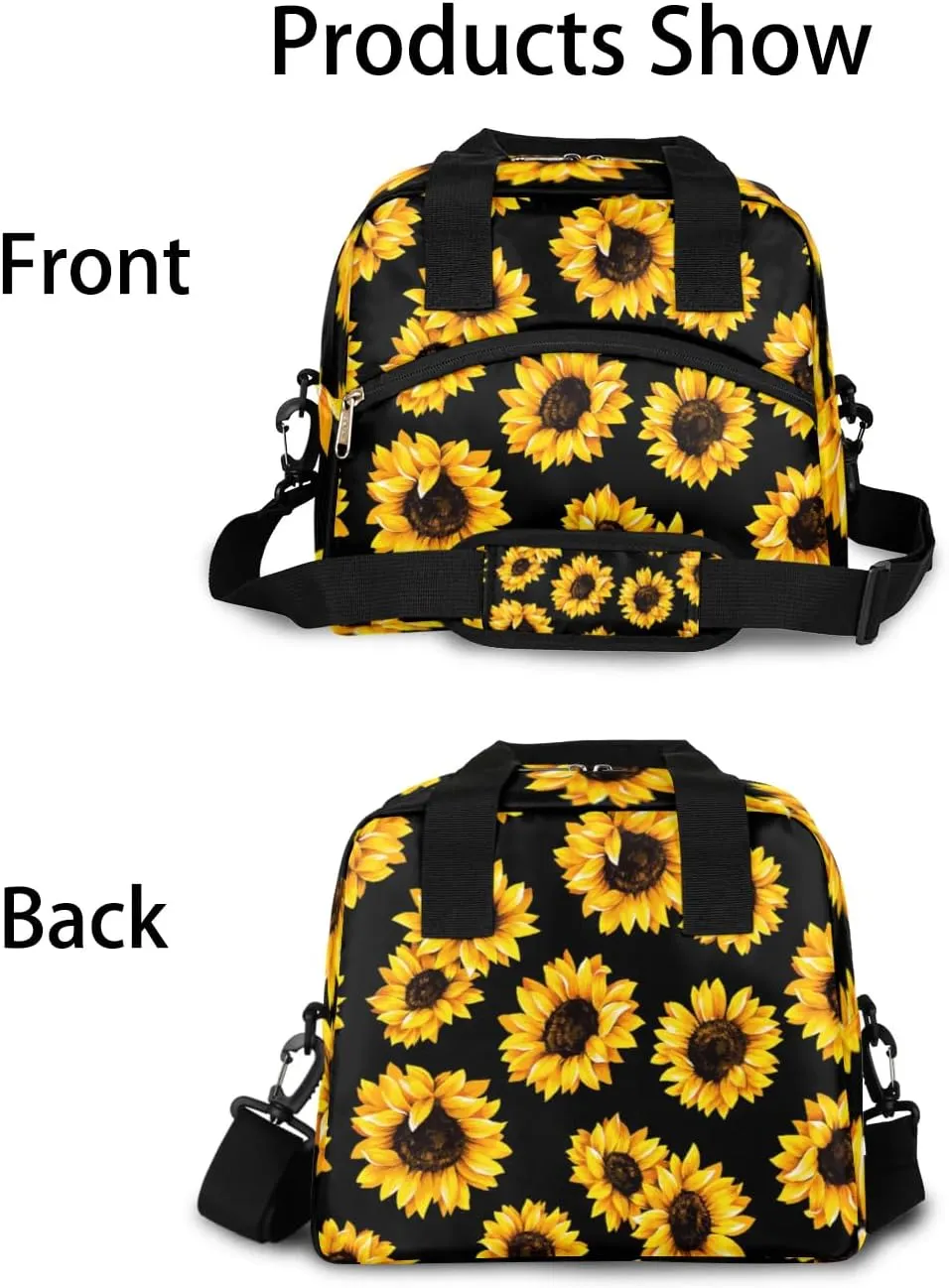 Sunflowers Flower Print Lunch Bag Women Lunch Box for Women Adult Men Reusable Cute Lunch Box Tote Cooler Bags Insulated Portable Lunch Containers for Work, Office, Travel, Picnic