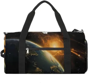 Sunrise View of The Planet Earth from Space Funny Gym Bag Travel Duffel Bags Carry On Weekender Overnight Bag for Women Men