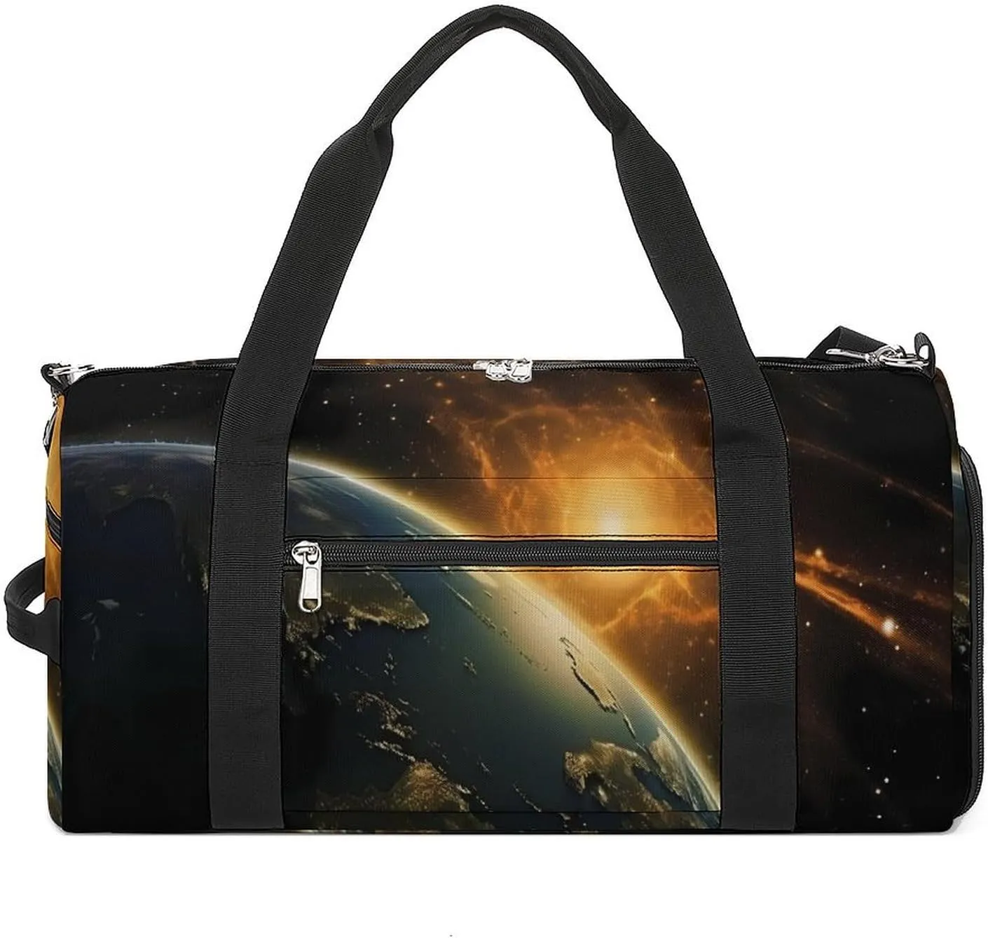 Sunrise View of The Planet Earth from Space Funny Gym Bag Travel Duffel Bags Carry On Weekender Overnight Bag for Women Men
