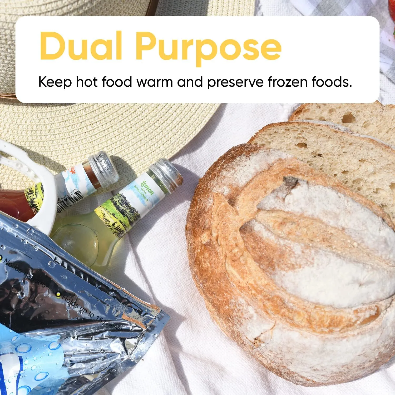 Superio Hot and Cold Insulated Bags for Food Delivery, Grocery Shopping Bags, Food Storage for Hot and Frozen Food for Travel, Disposable Cooler Bag, Reinforced Thermal Lunch Bag (5, 13"x7"x15.5")