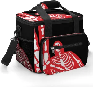 Supreme Red Skull 22.5L Insulated Camping Coolers Bag Large Leakproof Ice Chest for Beach Travel Picnic