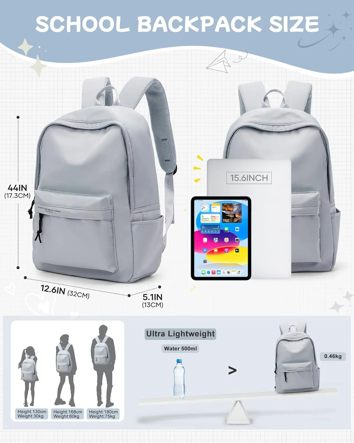 suradar School Backpack Middle High School Students Bookbag for Teens Girls Boy College Backpack for Women Men Casual Daypack