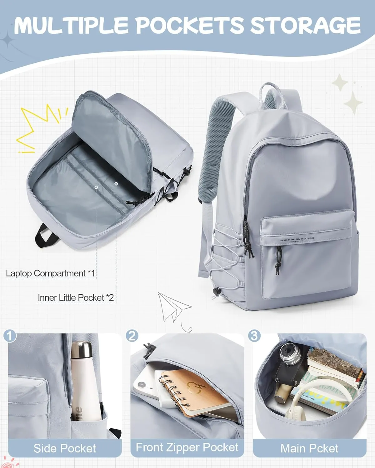 suradar School Backpack Middle High School Students Bookbag for Teens Girls Boy College Backpack for Women Men Casual Daypack