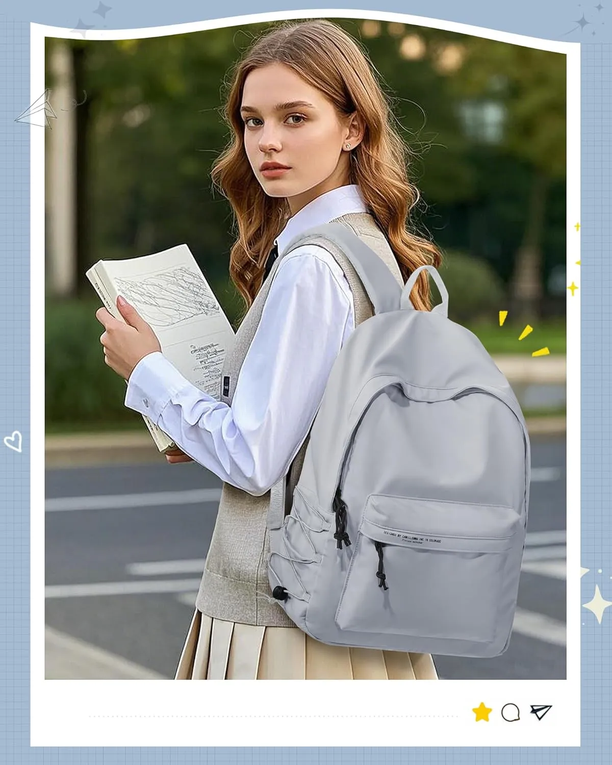 suradar School Backpack Middle High School Students Bookbag for Teens Girls Boy College Backpack for Women Men Casual Daypack