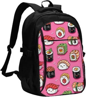 Sushi Travel Laptop Backpack,18 Inch Carry on Backpack for Men Women with USB Port, Work Computer Backpack