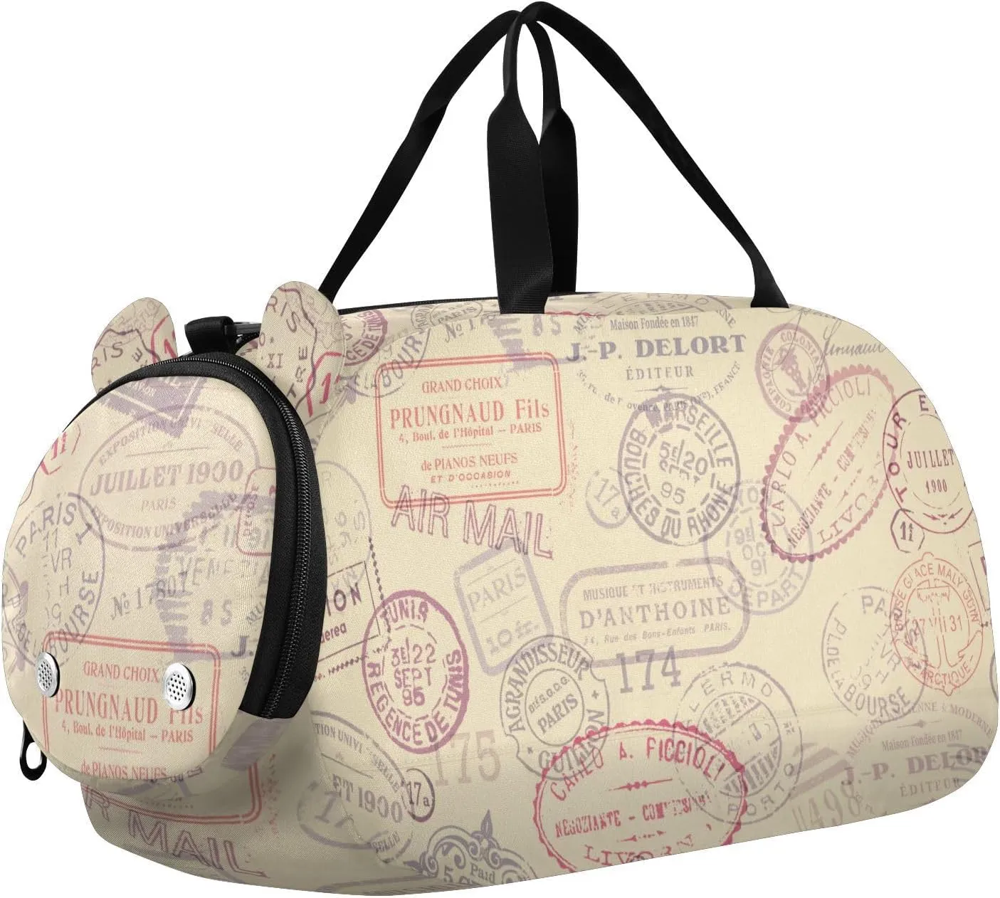 susiyo Small Duffle Bag Vintage Stamps Postage Pattern Kids Duffle Bag for Boys Girls Dance Bag Gym Bag