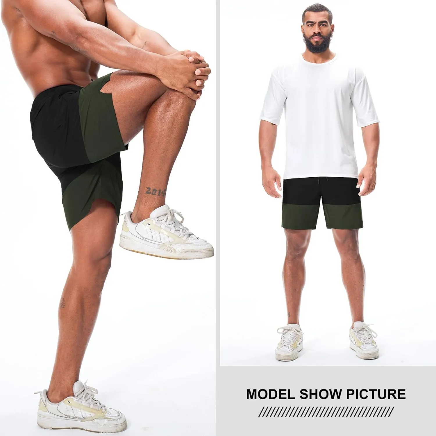 Suwangi Men’s Athletic Gym Shorts Workout Casual Running Shorts for Men Lightweight Quick-Dry Sweat Short with Zipper Pocket