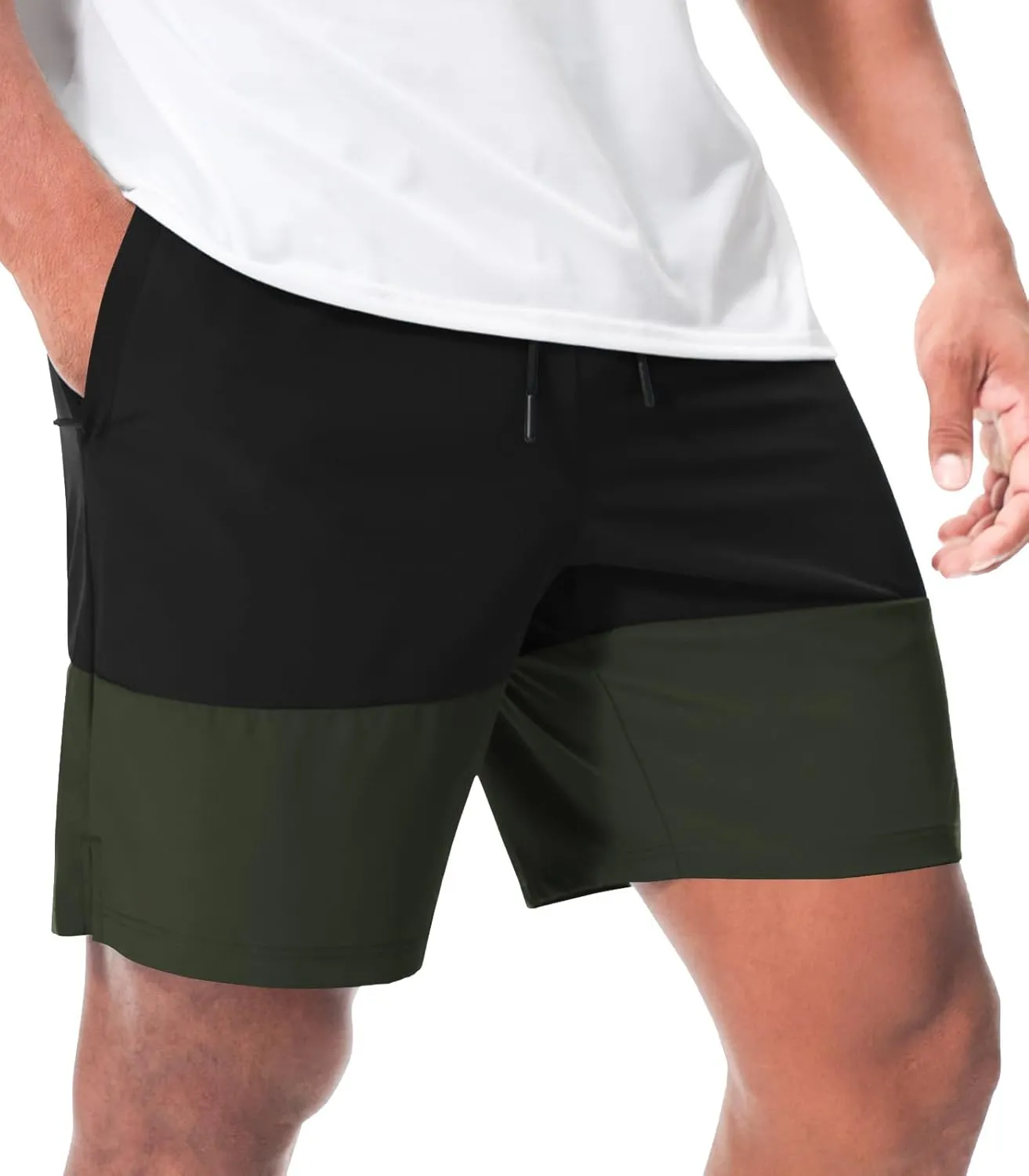 Suwangi Men’s Athletic Gym Shorts Workout Casual Running Shorts for Men Lightweight Quick-Dry Sweat Short with Zipper Pocket