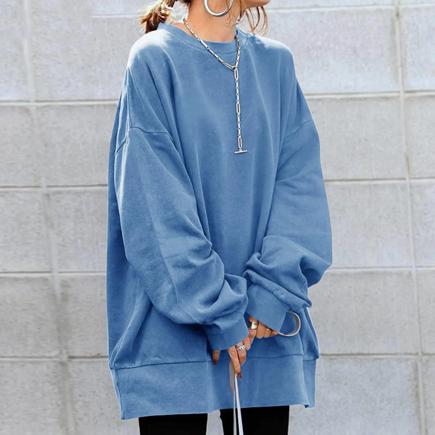 Sweatshirt for Women Fleece Long Sleeve Crewneck Casual Pullover Top Fall 2023 Trendy Clothes Loose Pullover