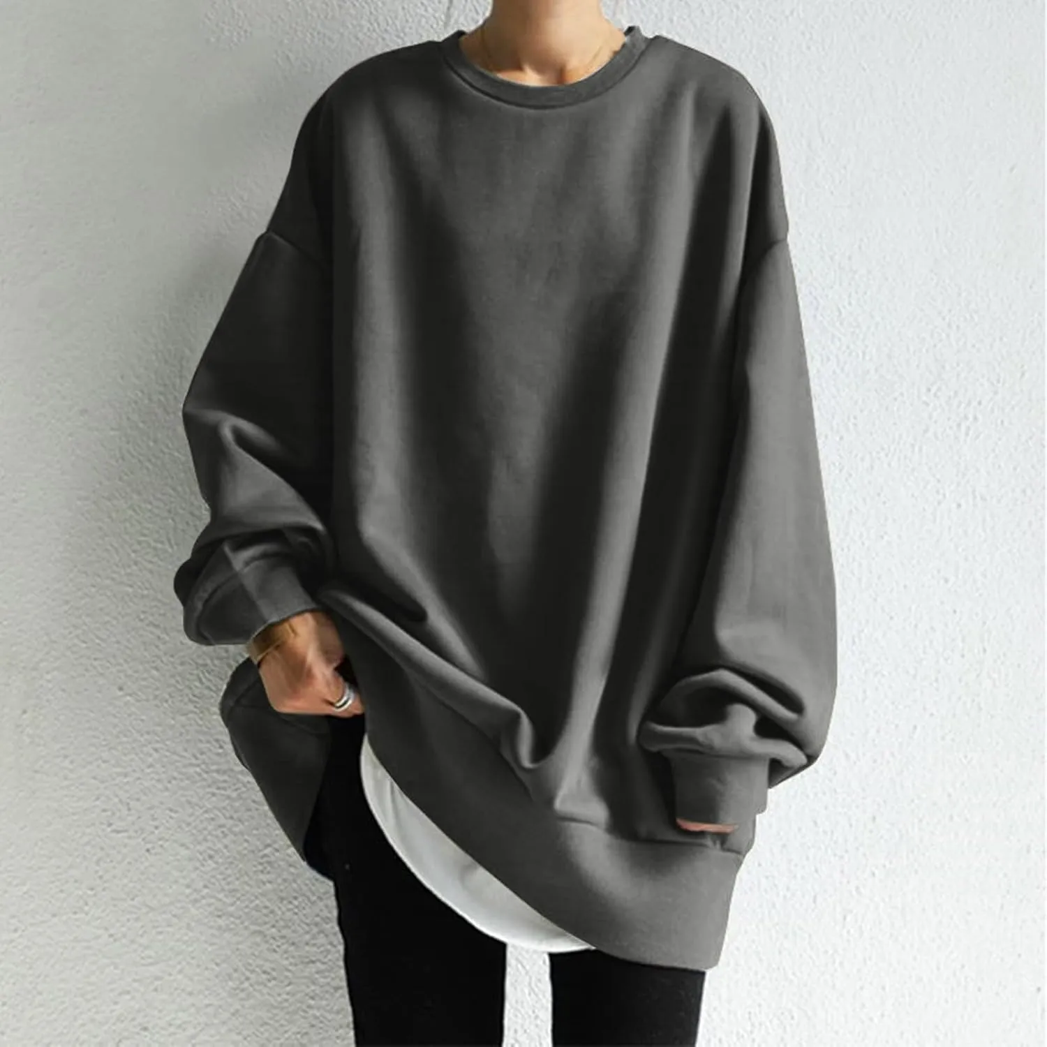 Sweatshirt for Women Fleece Long Sleeve Crewneck Casual Pullover Top Fall 2023 Trendy Clothes Loose Pullover