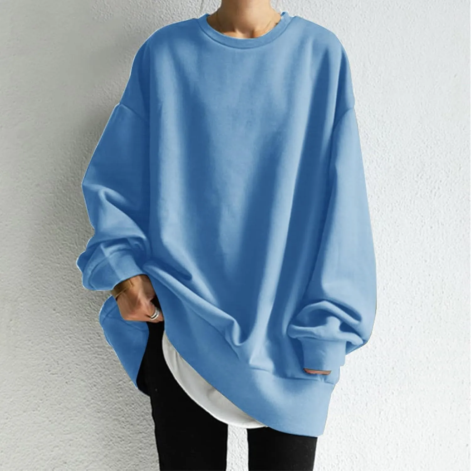 Sweatshirt for Women Fleece Long Sleeve Crewneck Casual Pullover Top Fall 2023 Trendy Clothes Loose Pullover