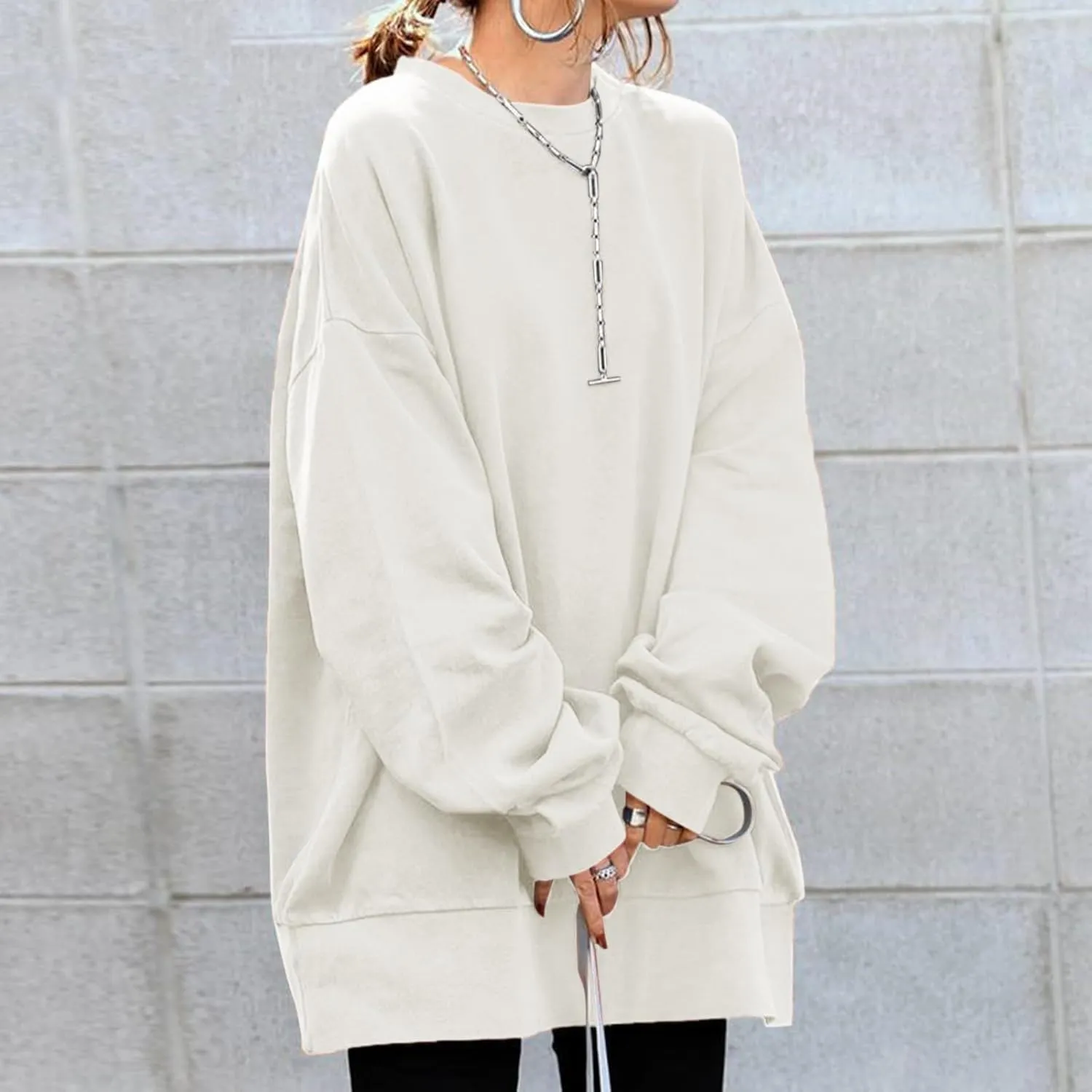 Sweatshirt for Women Fleece Long Sleeve Crewneck Casual Pullover Top Fall 2023 Trendy Clothes Loose Pullover