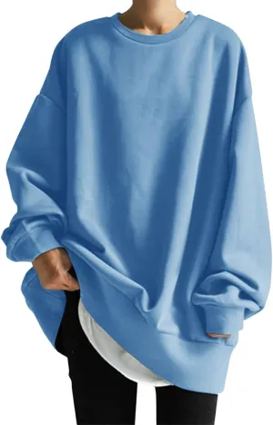 Sweatshirt for Women Fleece Long Sleeve Crewneck Casual Pullover Top Fall 2023 Trendy Clothes Loose Pullover