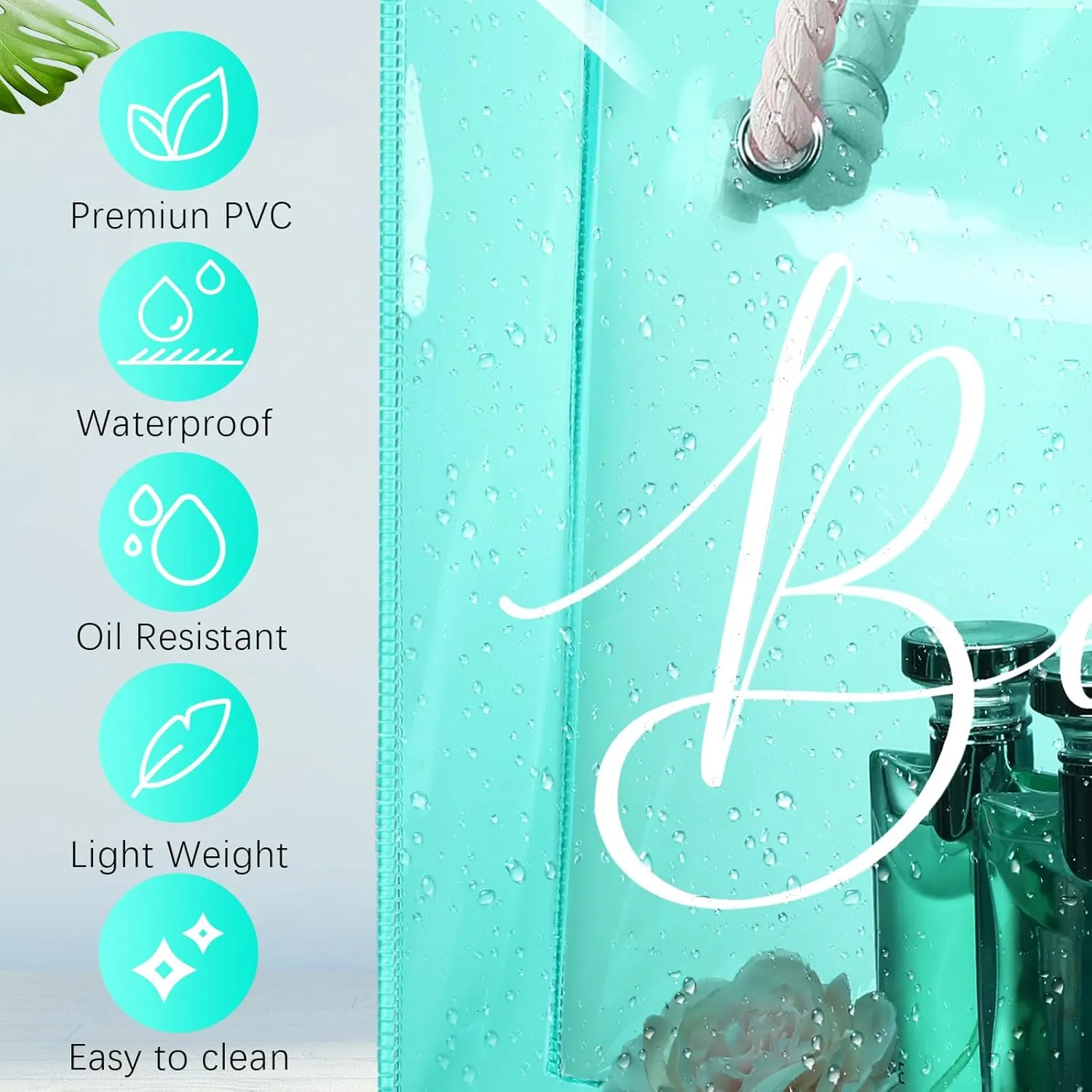 Sweetude Clear Beach Tote Bag Transparent Plastic PVC Women's Large Tote Waterproof Stadium Bags for Girl Summer Pool Party(Green)