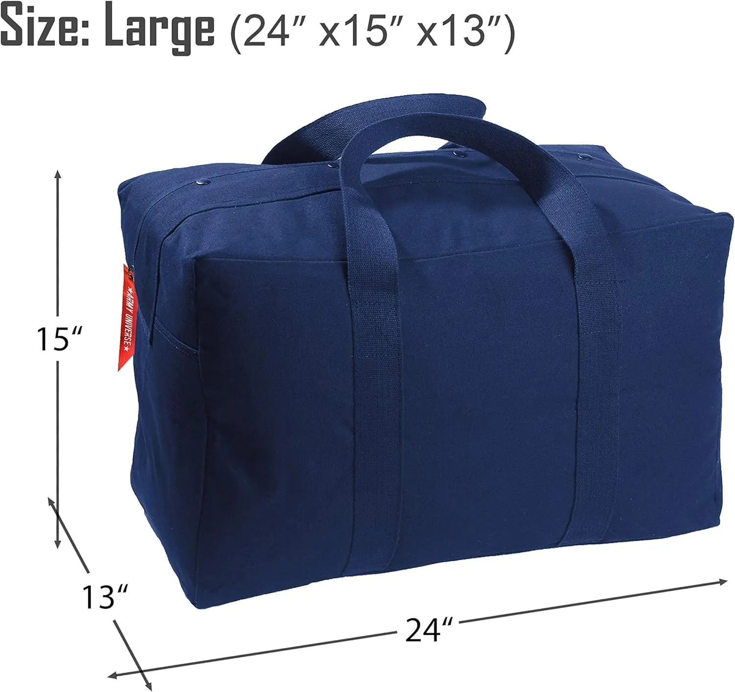 Tactical Parachute Cargo Bag LARGE Cotton Canvas Carry Bag, 24" x 15" x 13" - Navy Blue