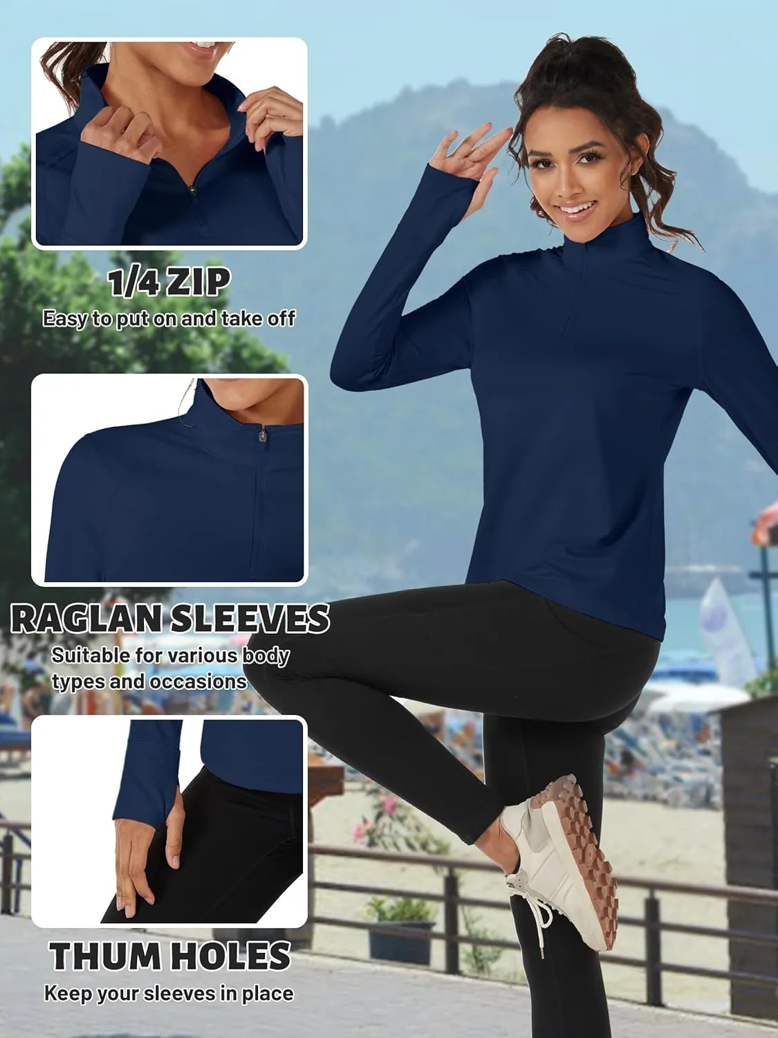 TACVASEN Women's Quarter Zip Pullover Fleece Lined Golf Shirt Long Sleeve Workout Tops Athletic Sweatshirt for Women