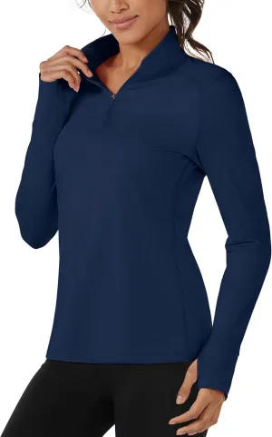 TACVASEN Women's Quarter Zip Pullover Fleece Lined Golf Shirt Long Sleeve Workout Tops Athletic Sweatshirt for Women