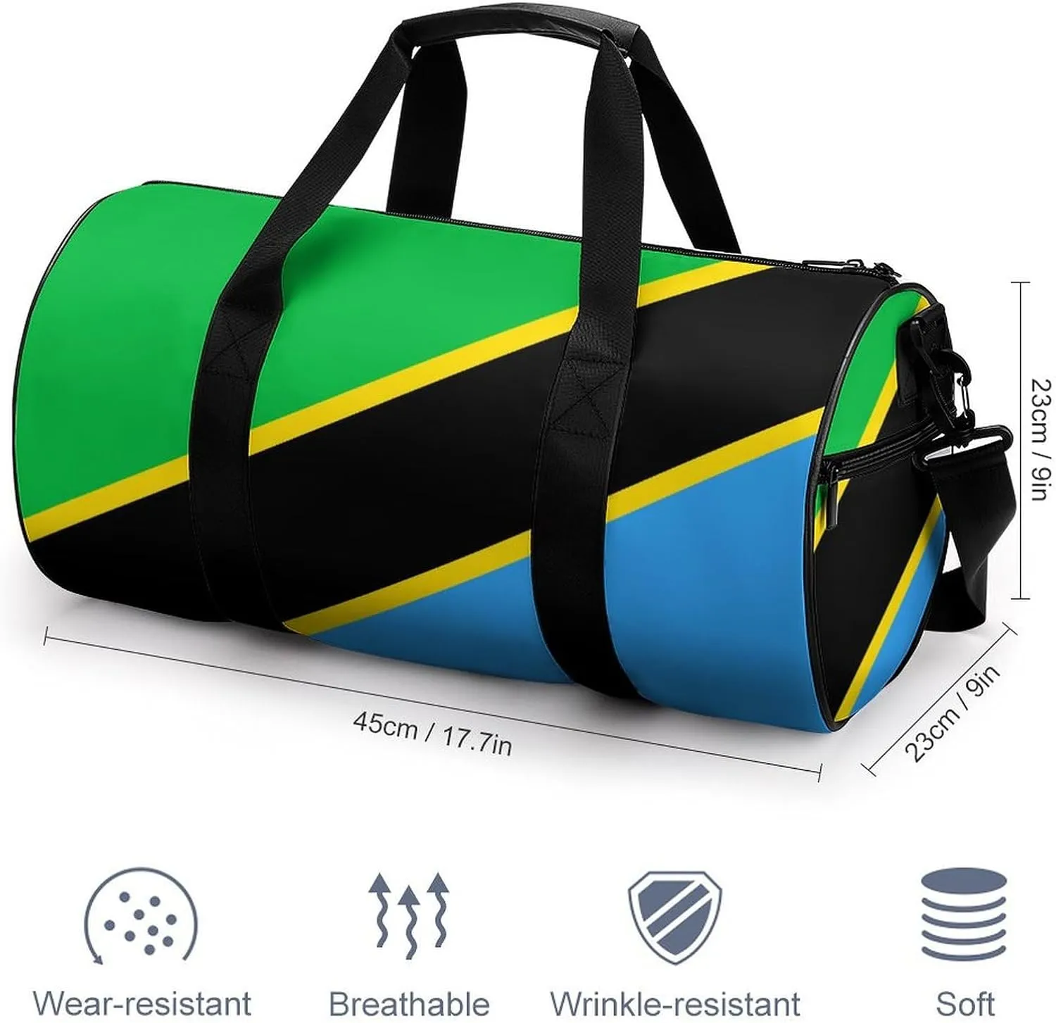 Tanzania Flag Large Capacity Sports Duffel Bag for Gym Travel Weekend for Men Women