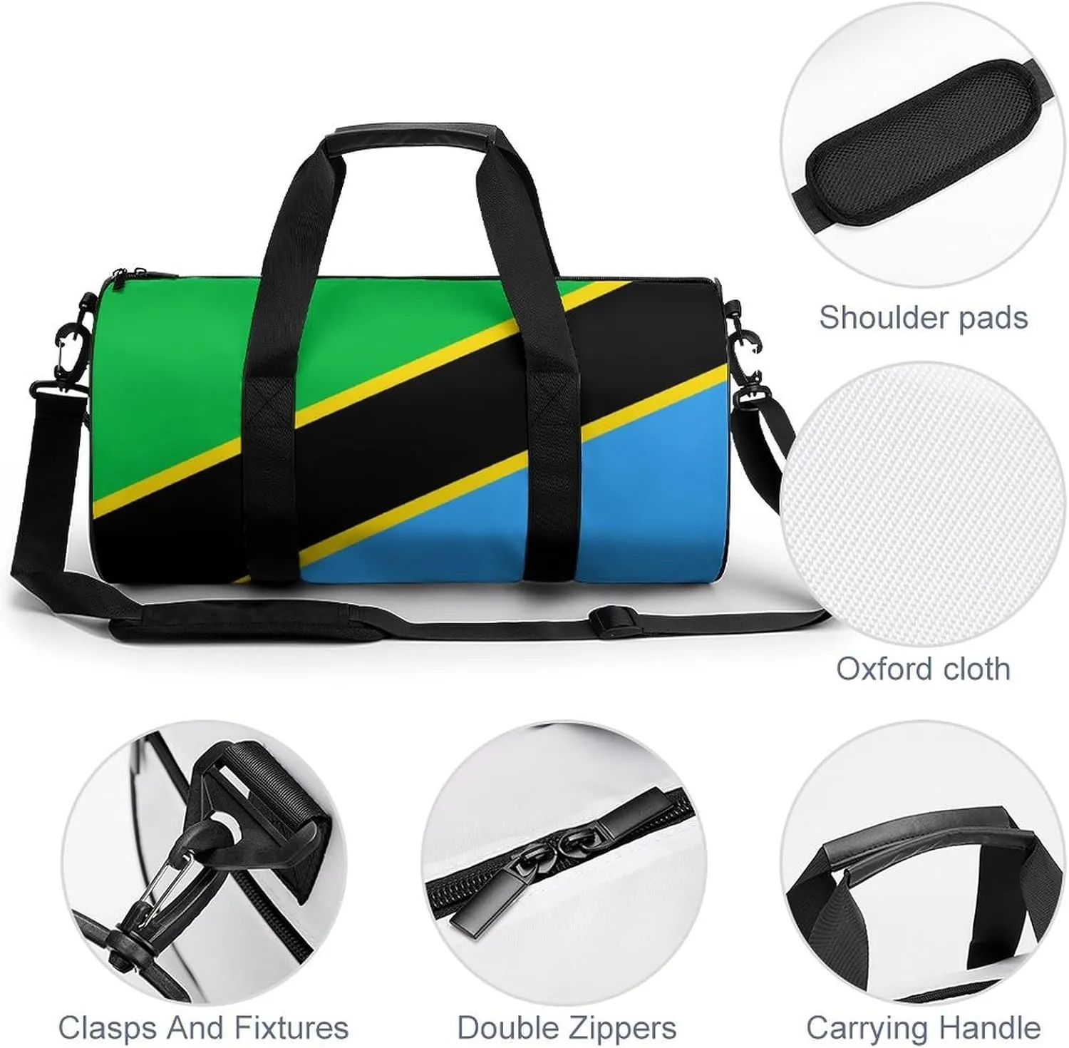 Tanzania Flag Large Capacity Sports Duffel Bag for Gym Travel Weekend for Men Women