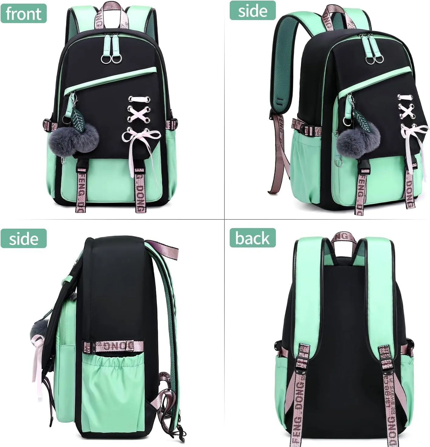 Teenage Girls Bookbag school Backpack Children Casual Daypack Schoolbag for Teens Green