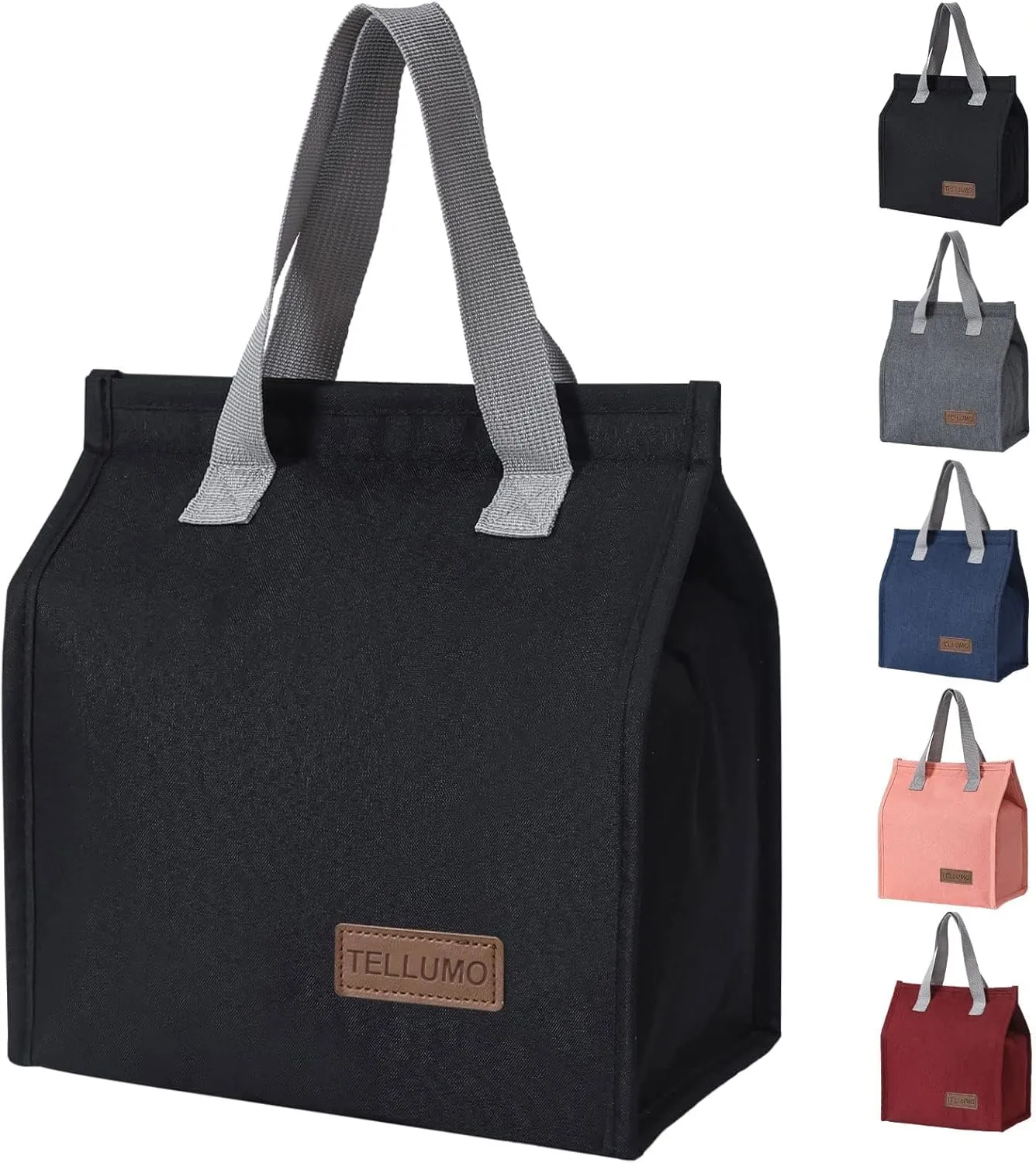 TELLUMO Lunch bag, Insulated Lunch Bag for Women Men Large Lunch Box Container Reusable Leakproof Tote for Office, Work, School, Beach or Travel (Dark)